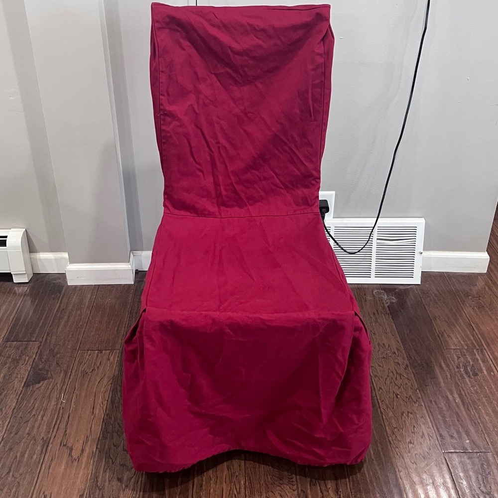 Cranberry Red Cotton Twill Dining Chairโ Slipcover Skirted High Back Tie Vtg